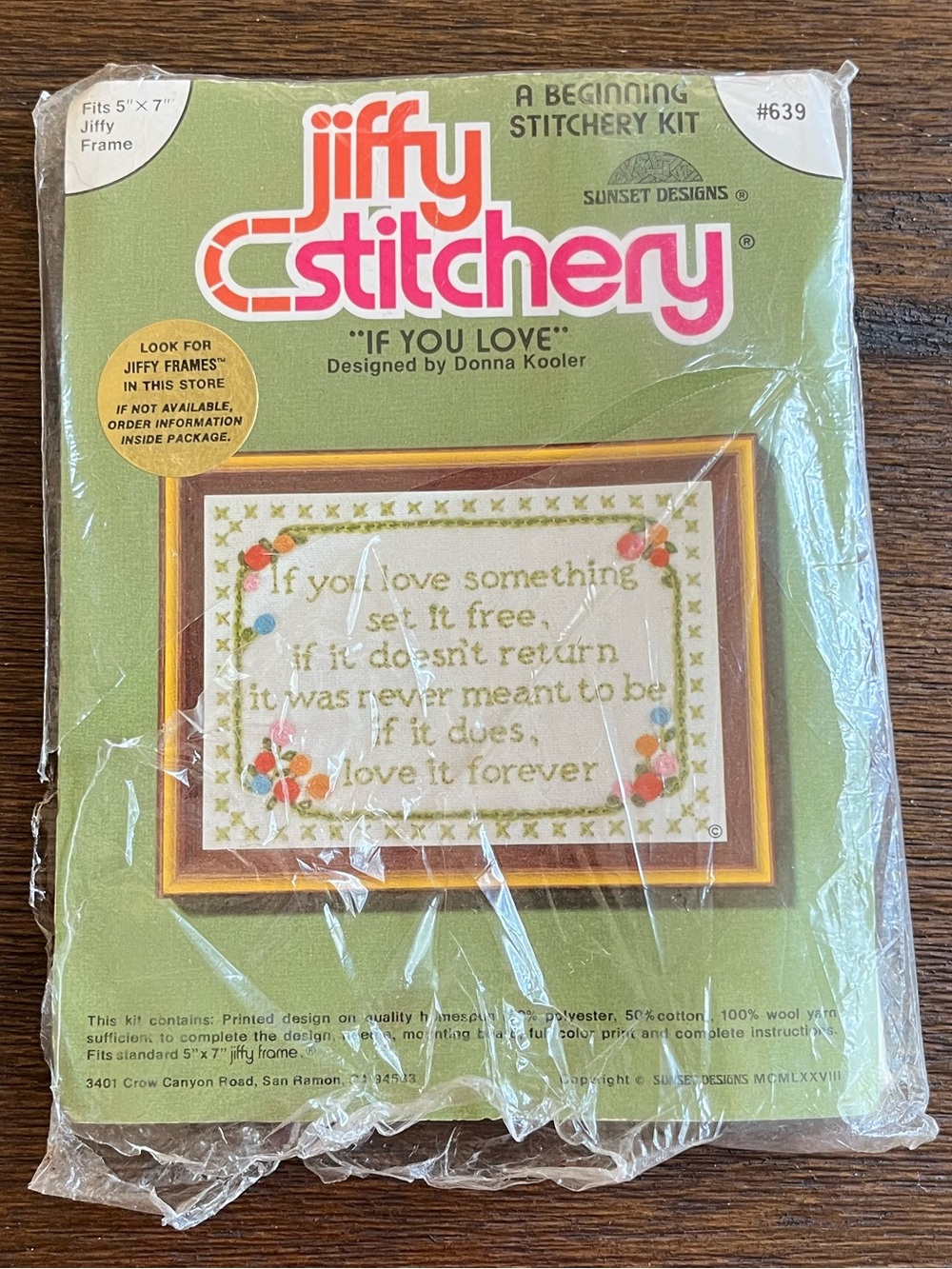 Vintage Jiffy Stitchery Embroidery Crewel Kit |  If You Love Something Saying